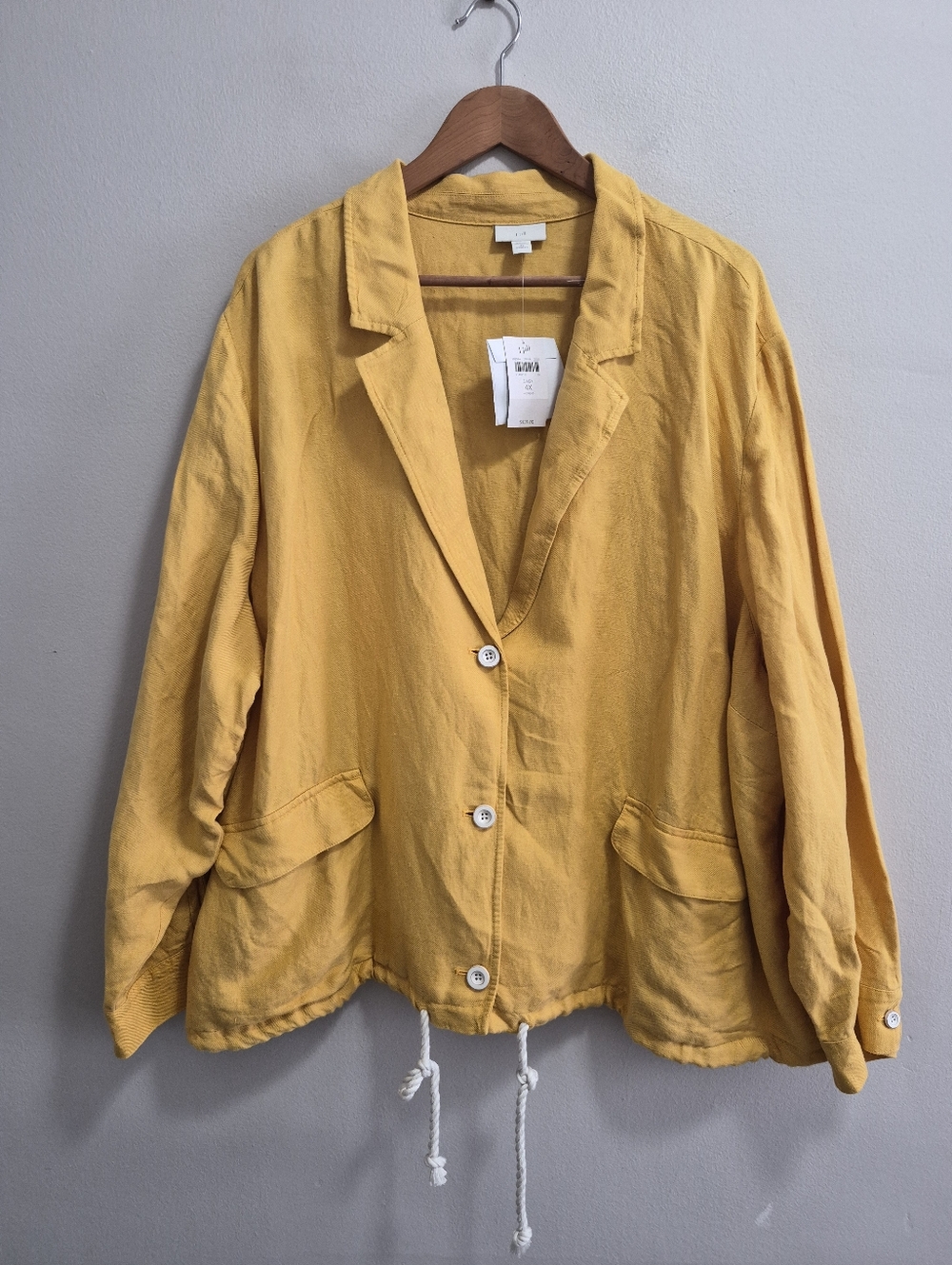 J. Jill NWT Daisy Linen Blend Yellow Jacket Size 4X New